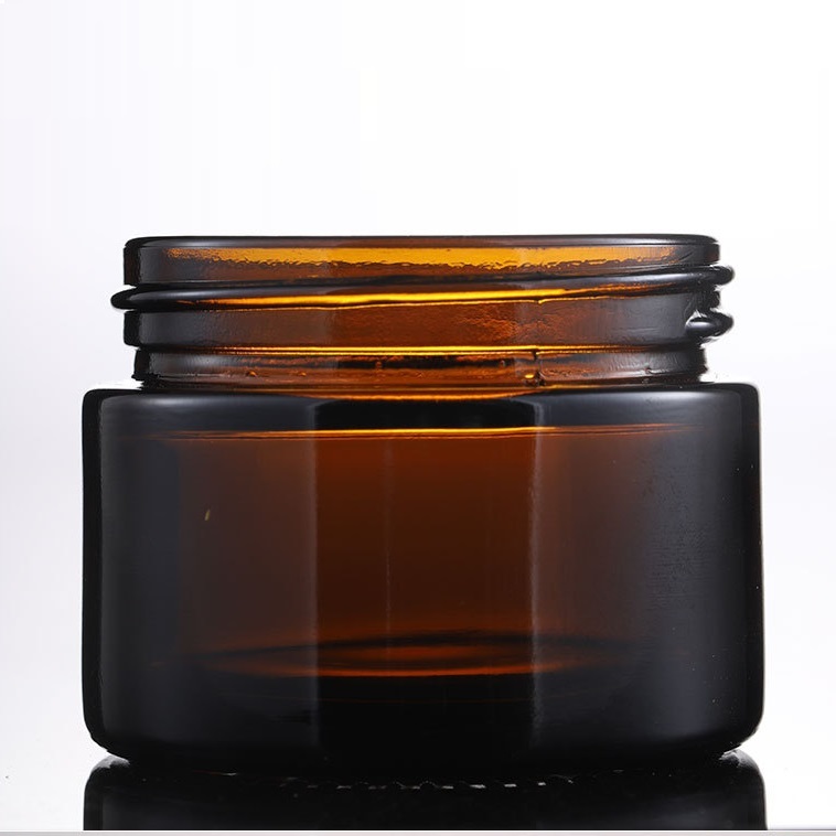 100ml amber threaded face cream glass jar