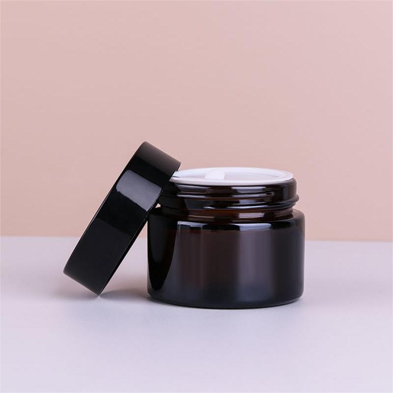 100ml amber threaded face cream glass jar