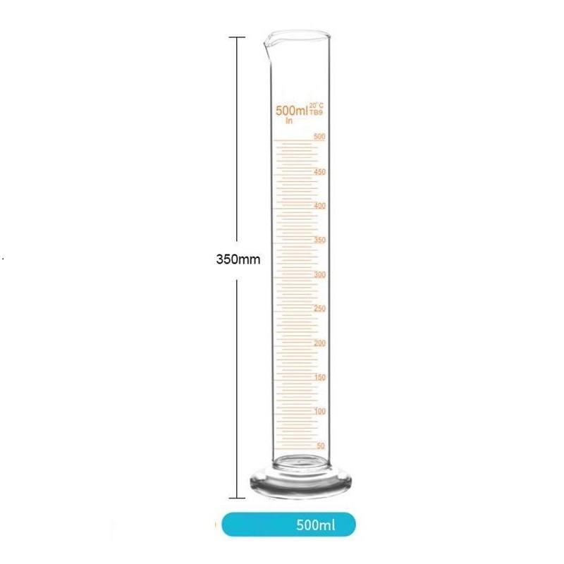 500ml high borosilicate glass graduated cylinder with side opening and scale