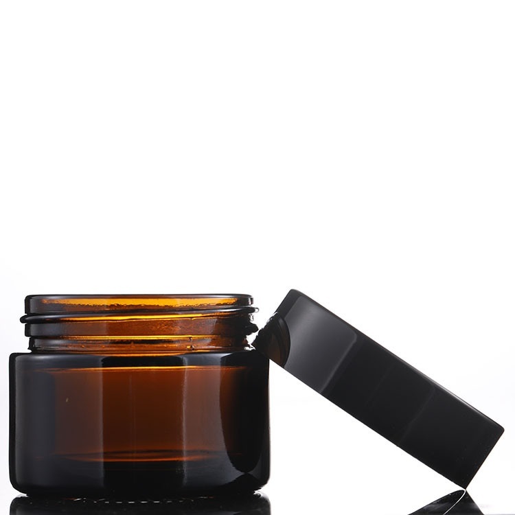 100ml amber threaded face cream glass jar