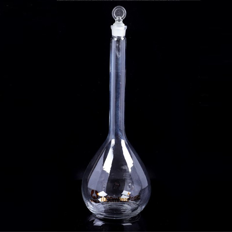 1000 ml clear laboratory glass flat-bottomed volumetric flask with frosted spout