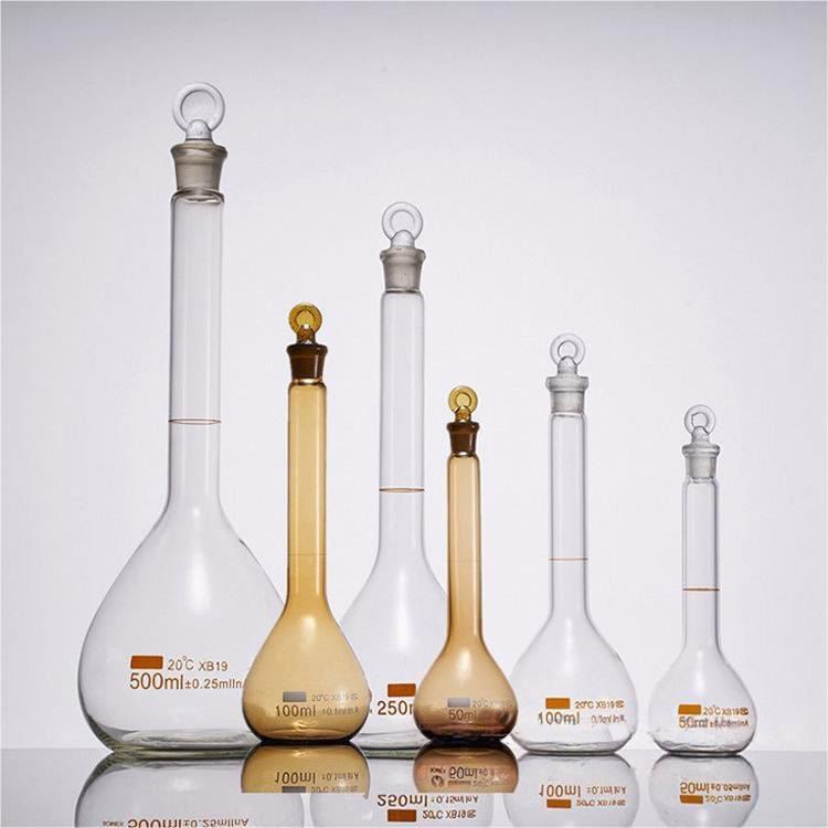 1000 ml clear laboratory glass flat-bottomed volumetric flask with frosted spout