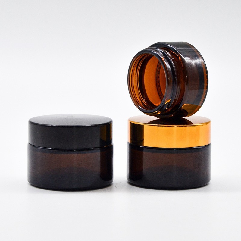 100ml amber threaded face cream glass jar